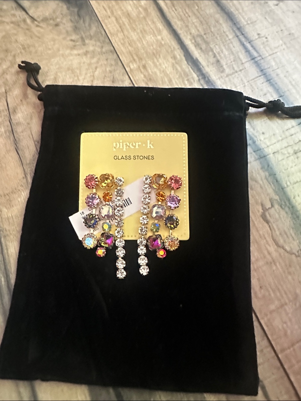 Piper K Crystal Drop Earrings Statement Glass Stones  NWT